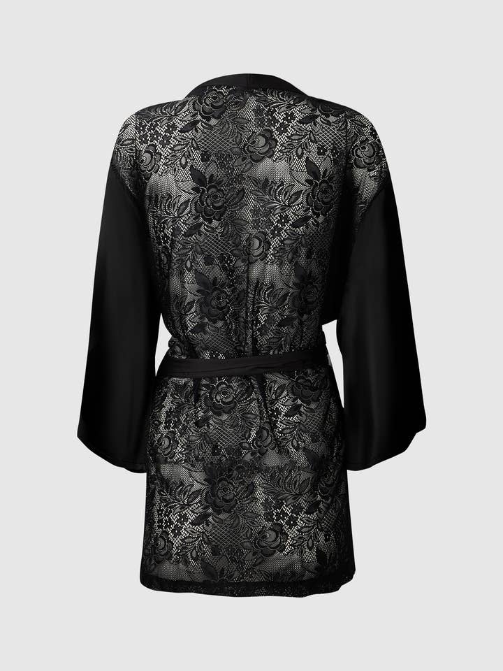 House of Desire - Vendita all'ingrosso Vestaglia - Donna - VESTAGLIA CORTA HELENA IN RASO E PIZZO SUL RETRO6