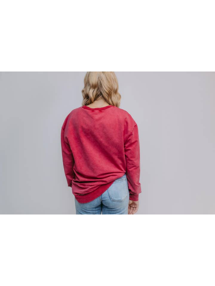 MK159Â Basic Acid Washed Sweatshirt - Maroon for wholesale on Faire