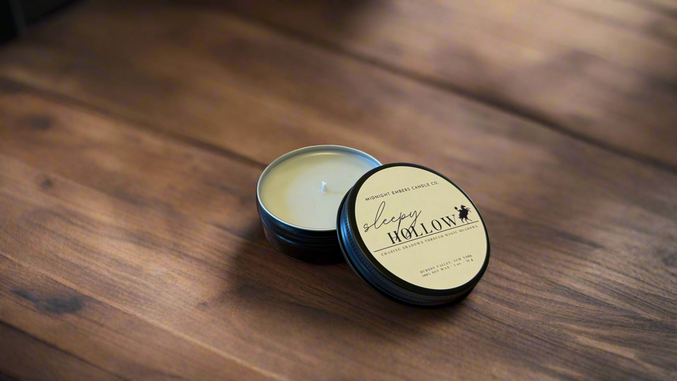 Midnight Embers Candle Co. - Wholesale Jar/Filled Candle -  2 oz. | Travel Tin Candles | Hand poured | Event Favors2