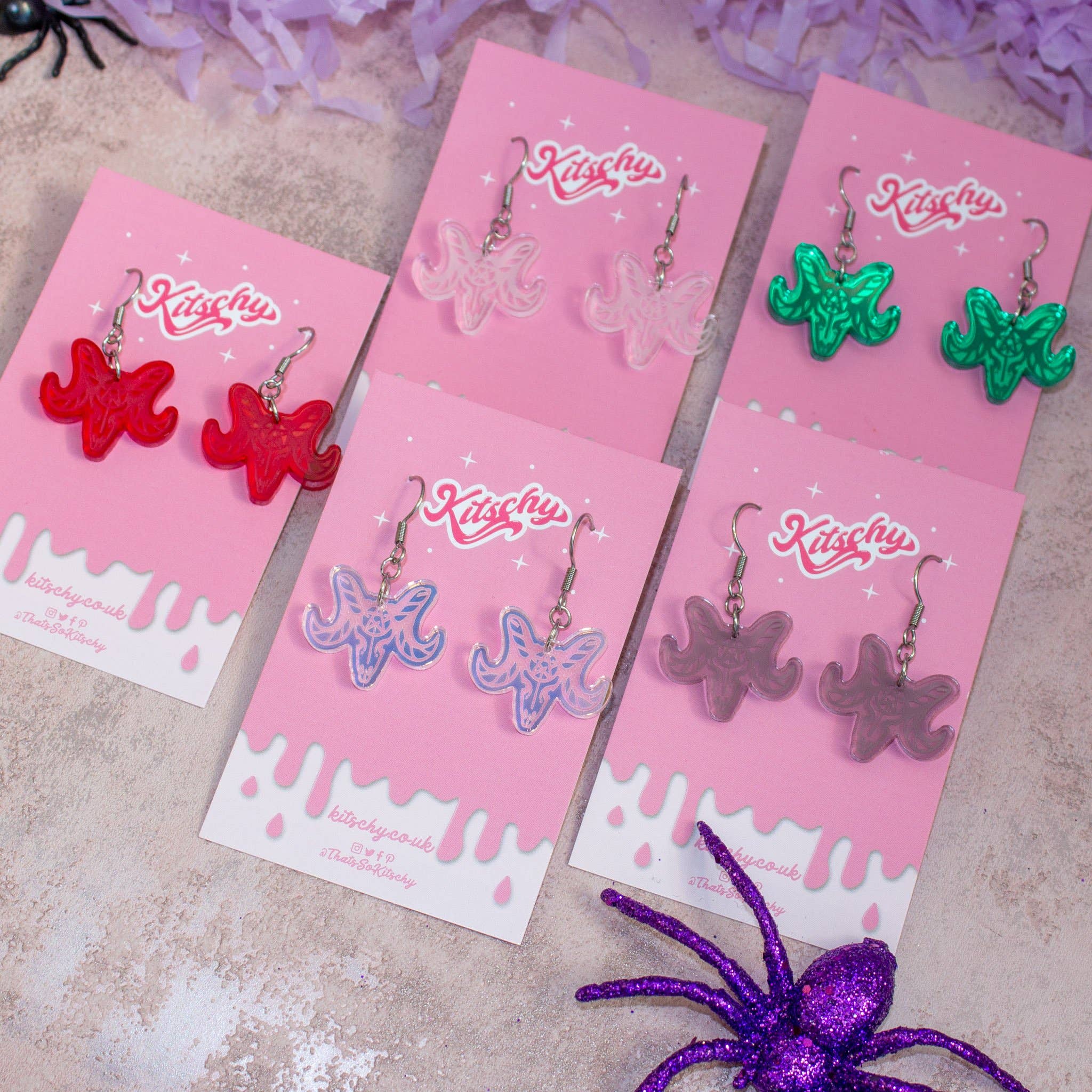 Kitschy - Wholesale Dangle Earrings - Darkness Baphomet Earrings Halloween Laser Cut Acrylic7