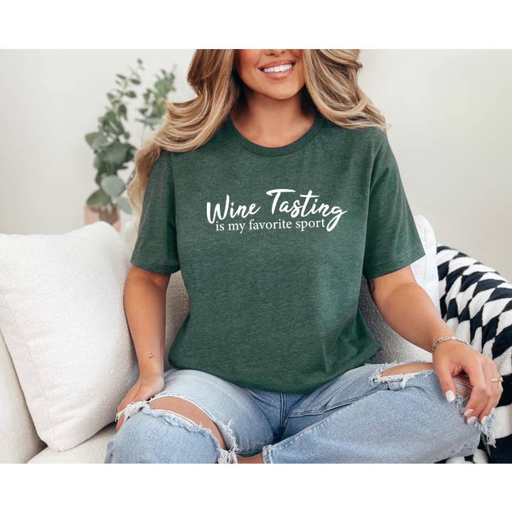 Custom T Story - Wholesale T-Shirt (Graphic) - Women's - Wine Tasting is My Favorite Sport Shirt, Wine Tasting Shirt