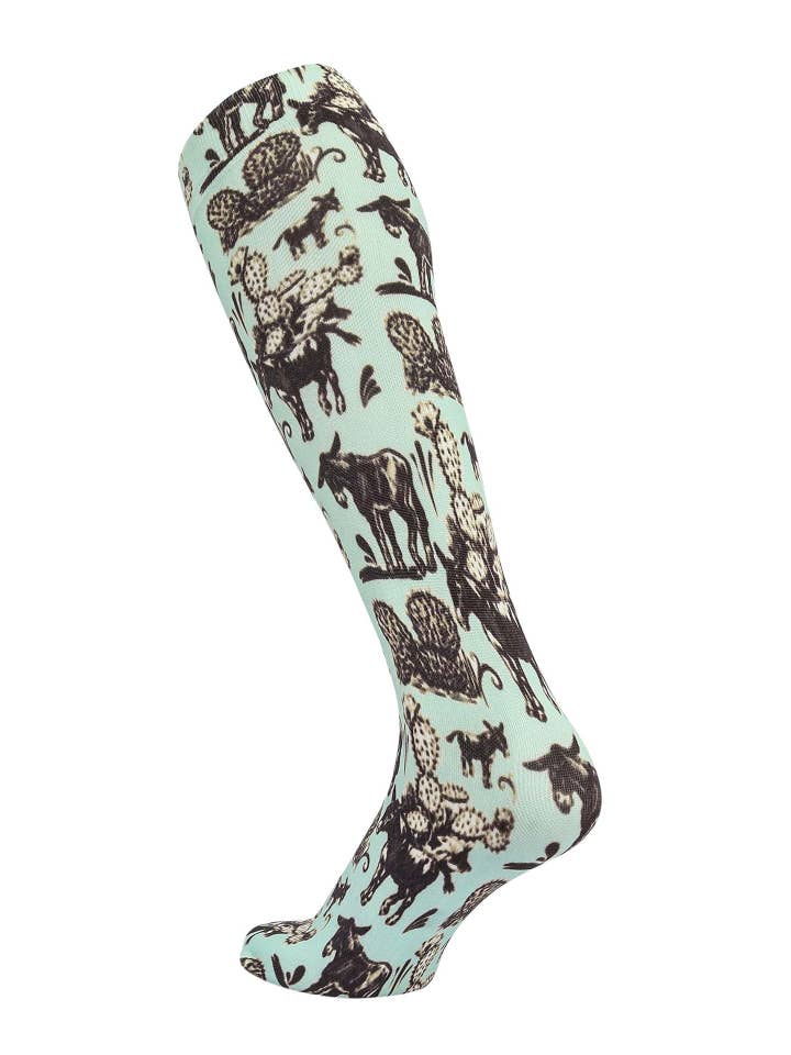 Light Green AWST Int'l Cactus Donkeys Socks for wholesale on Faire