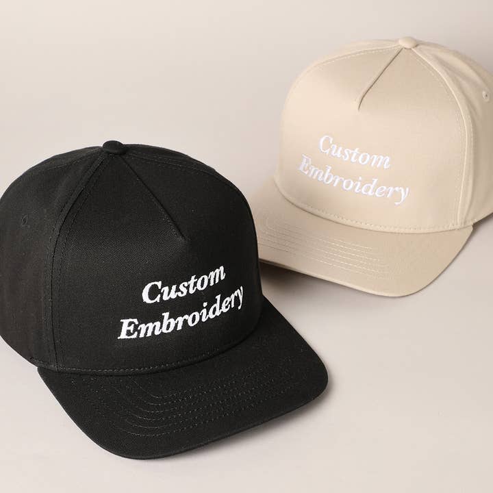 Fashion City - Wholesale Baseball Cap - Unisex - Custom Embroidery Solid Colored Cotton 5 Panels Cap