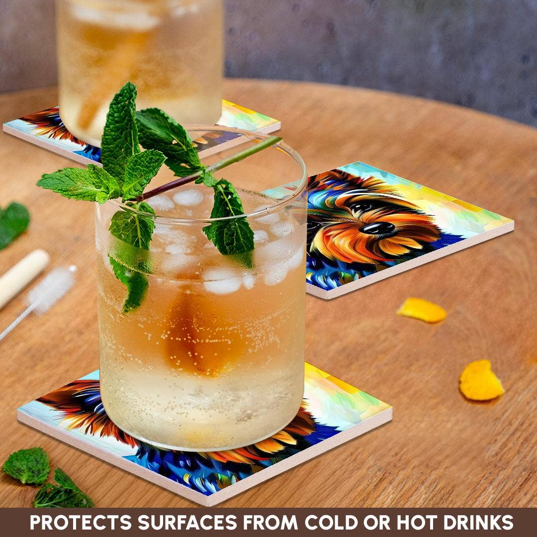 3dRose - Wholesale Coasters - 3dRose, Yorkshire Terrier dog portrait. Digital art gift for the breed lovers, Coaster2