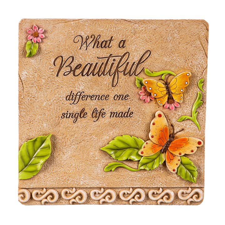 Evergreen Enterprises - Wholesale Outdoor Ornament/Decor - Memorial Garden Stone, Butterfly Square, 10"L x 10"H2