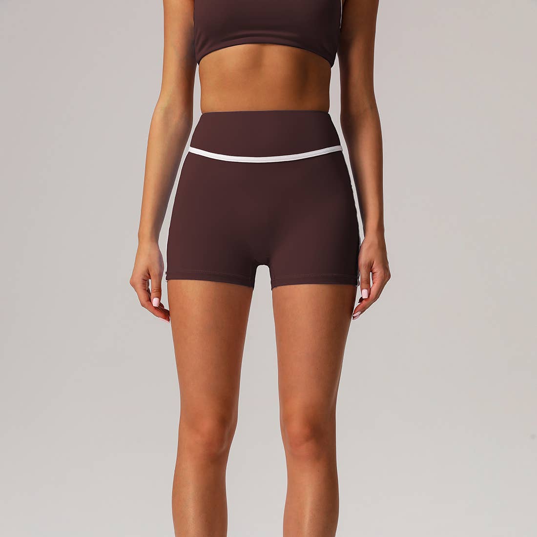 Sodalemon - Wholesale Athletic Shorts - Women's - Women Color Block No Front Seam Tight Fitness Sport Short4