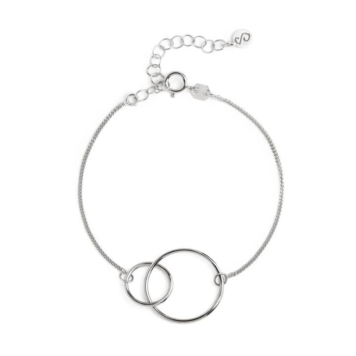BRACELET 2 CIRCLES SILVER PLATED for wholesale by Destellos Mediterranean Jewels