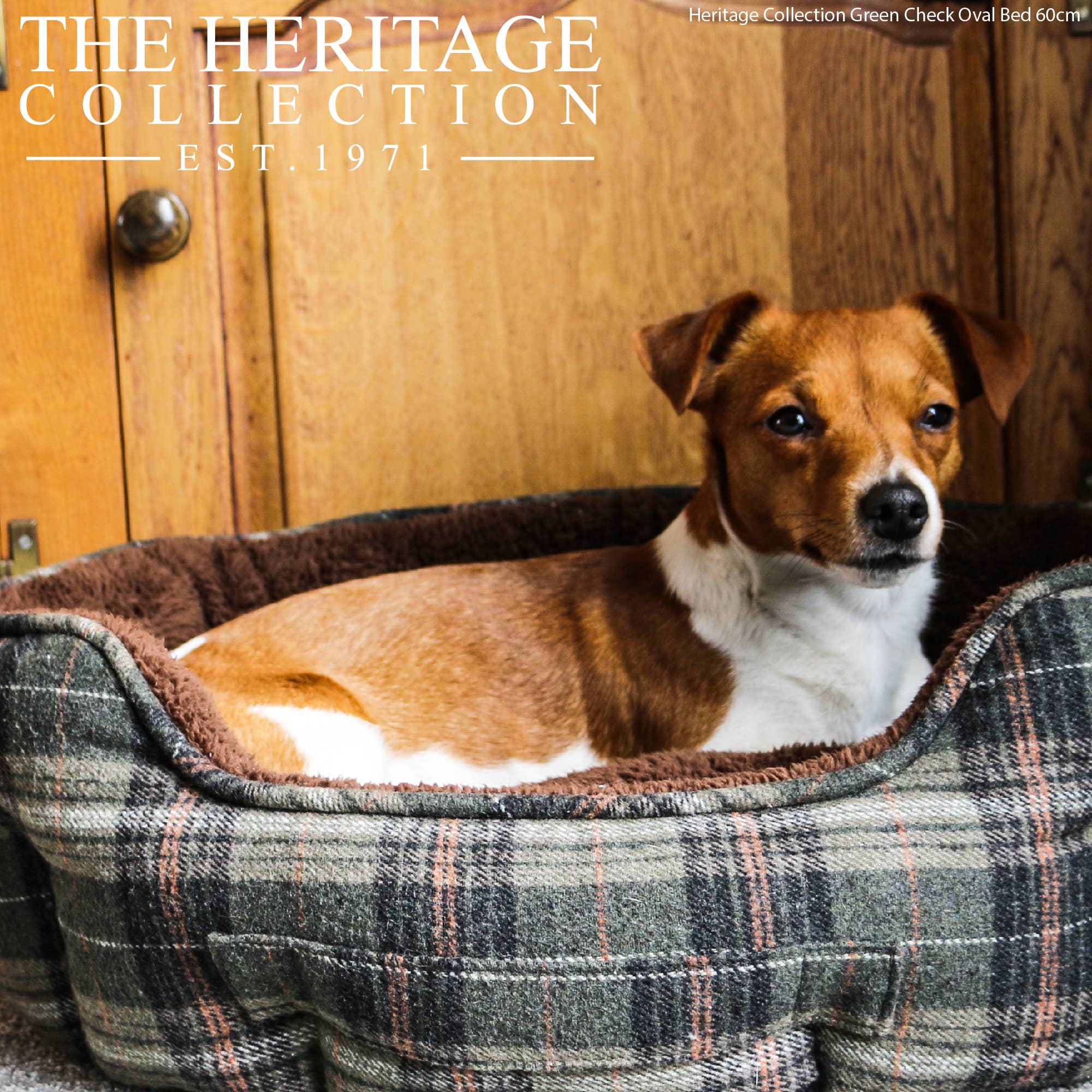 Ancol Pet Products Ltd - Vente Panier – chien - Lit ovale à carreaux verts de la collection Heritage (nid de 3 personnes)1