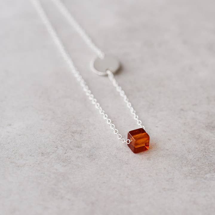 Amber Bead Necklace Silver Pendant Necklace Cubic Necklace for wholesale by Marcin Waryszak