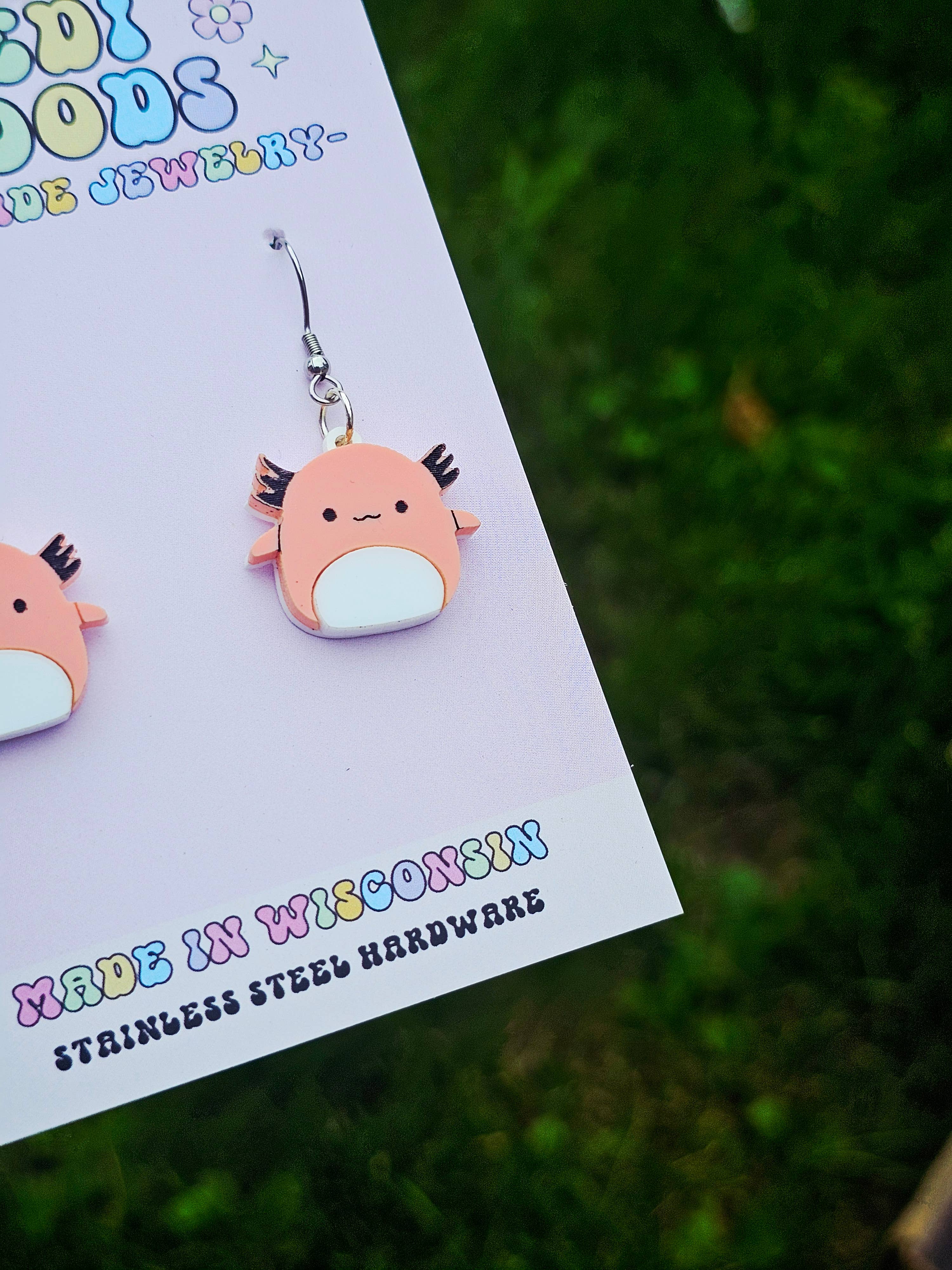 Jedi Woods LLC - Wholesale Dangle Earrings - Axolotl Squishmallow Squishy Dangle Earrings4