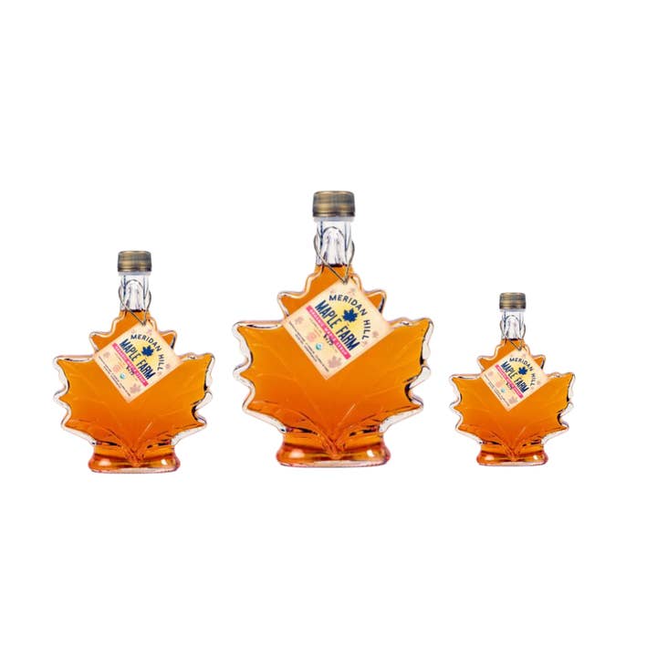 Meridan Hill Maple Farm - Wholesale Maple Syrup - Pure Organic NH Maple Syrup Maple Leaf Glass Bottle (50ml)