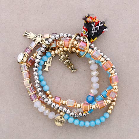 4-STRAND BRACELET METAL BEADS STONES for wholesale by Sonata