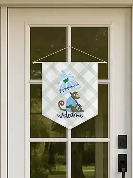 Valentine's Day Door Hanger - Blue & Green Chinoiserie for wholesale by The Navy Knot