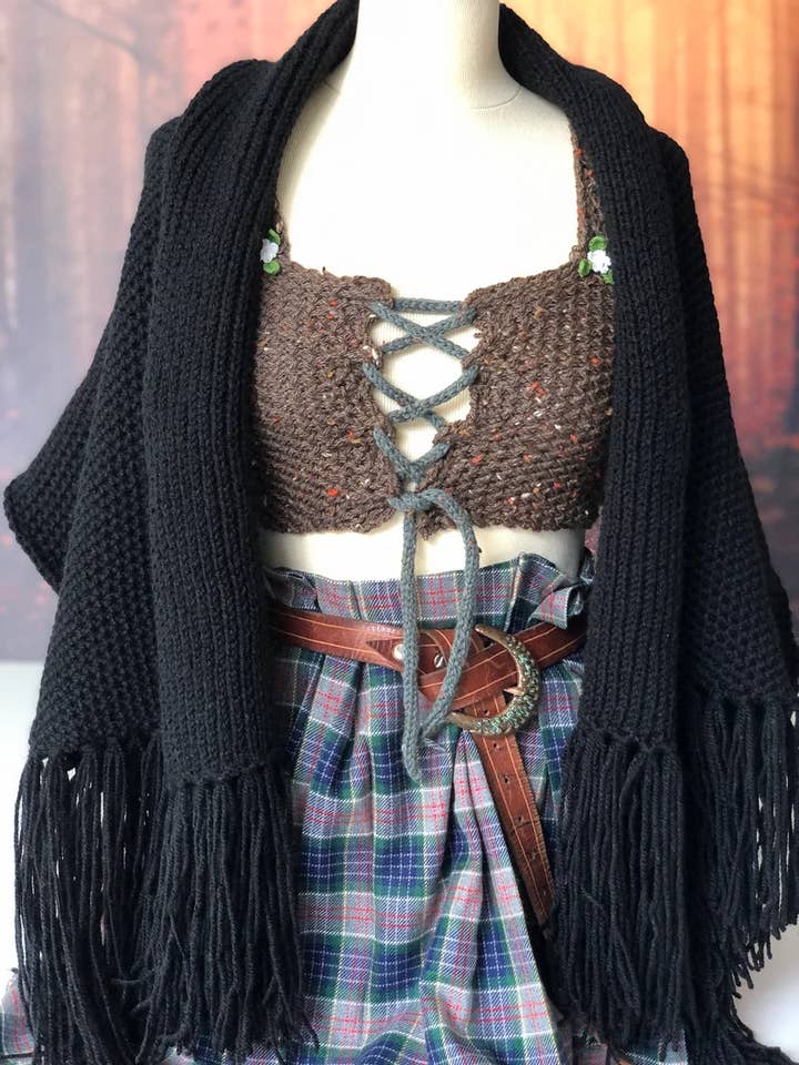The Witch's Cabin - Wholesale Poncho - Women's - Outlander shawl handmade black inspired by Clair's1