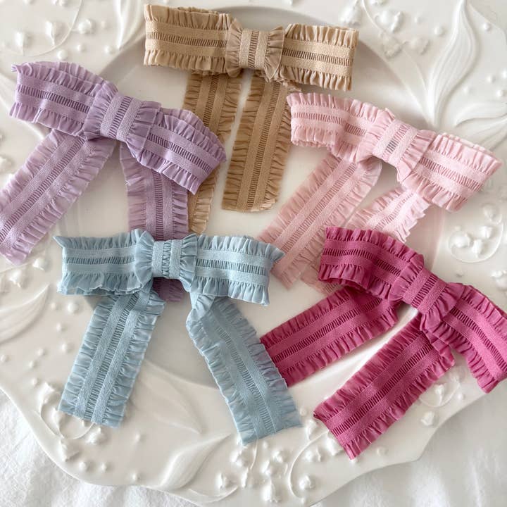 Lovely Adorable Ruffle Bow Clip (GANDY) for wholesale by LoveLina