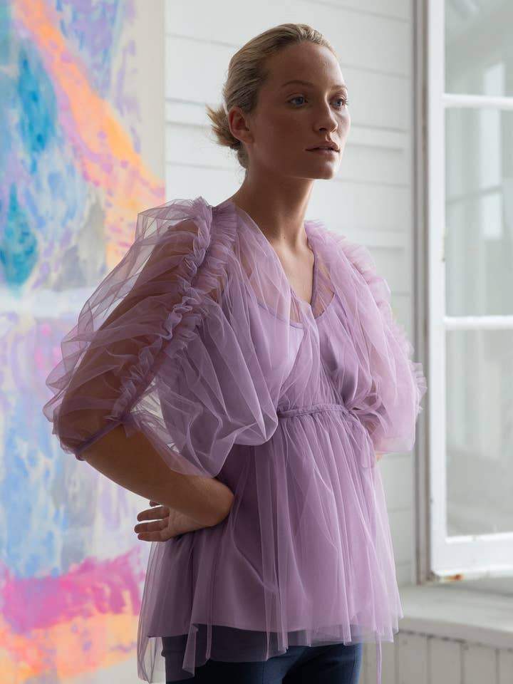 Blouse Birgit en tulle uni Cool Rose pour la vente par TEIJA