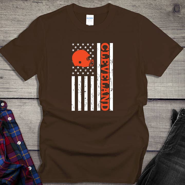 Cleveland Football Flag T-shirt for wholesale by Artopia