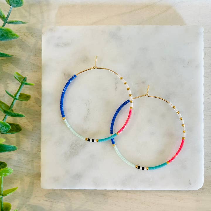 Girls Day Out by Amy Houston - Wholesale Hoop Earrings - Key Largo miyuki glass beaded hoop earrings