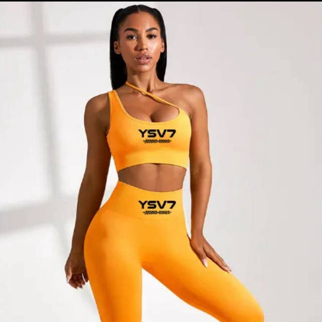 SOUTIEN-GORGE DE SPORT ET LEGGINGS MANDARINE EN GAINANT pour la vente par YSV7