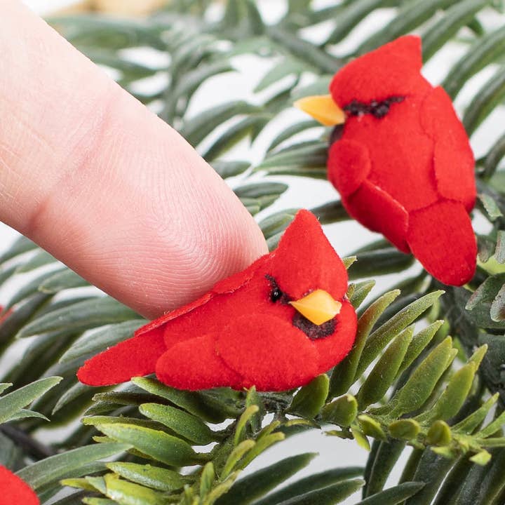 Factory Direct Craft - Wholesale Artificial Flowers - Pack of 24 Miniature 1" Mushroom Red Cardinal Birds