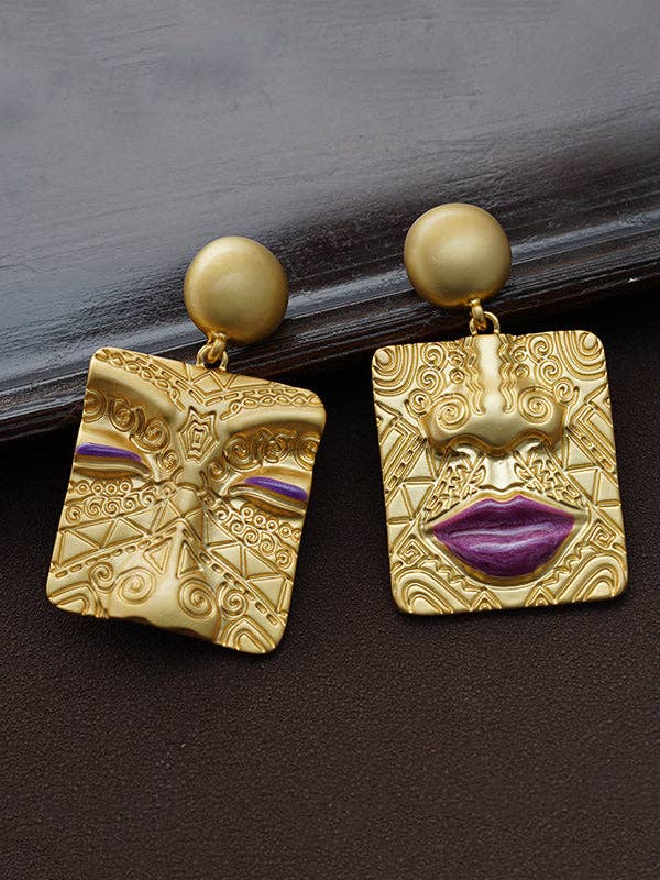 GOLD Asymmetric Embossed Earrings Accessories for wholesale on Faire2