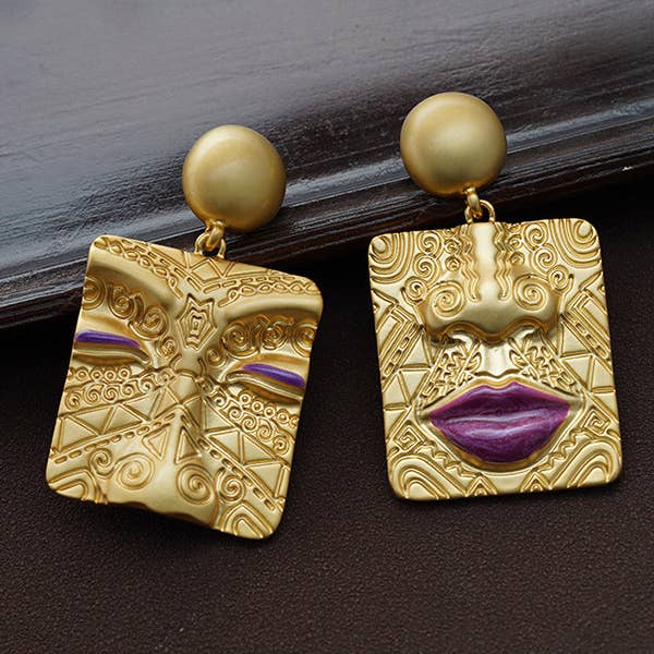 GOLD Asymmetric Embossed Earrings Accessories for wholesale on Faire2