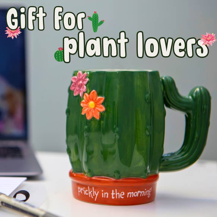 Boxer Gifts – wholesale Drinking glass/cup – Prickly in the Morning Cactus Mug – Houseplant Gift3