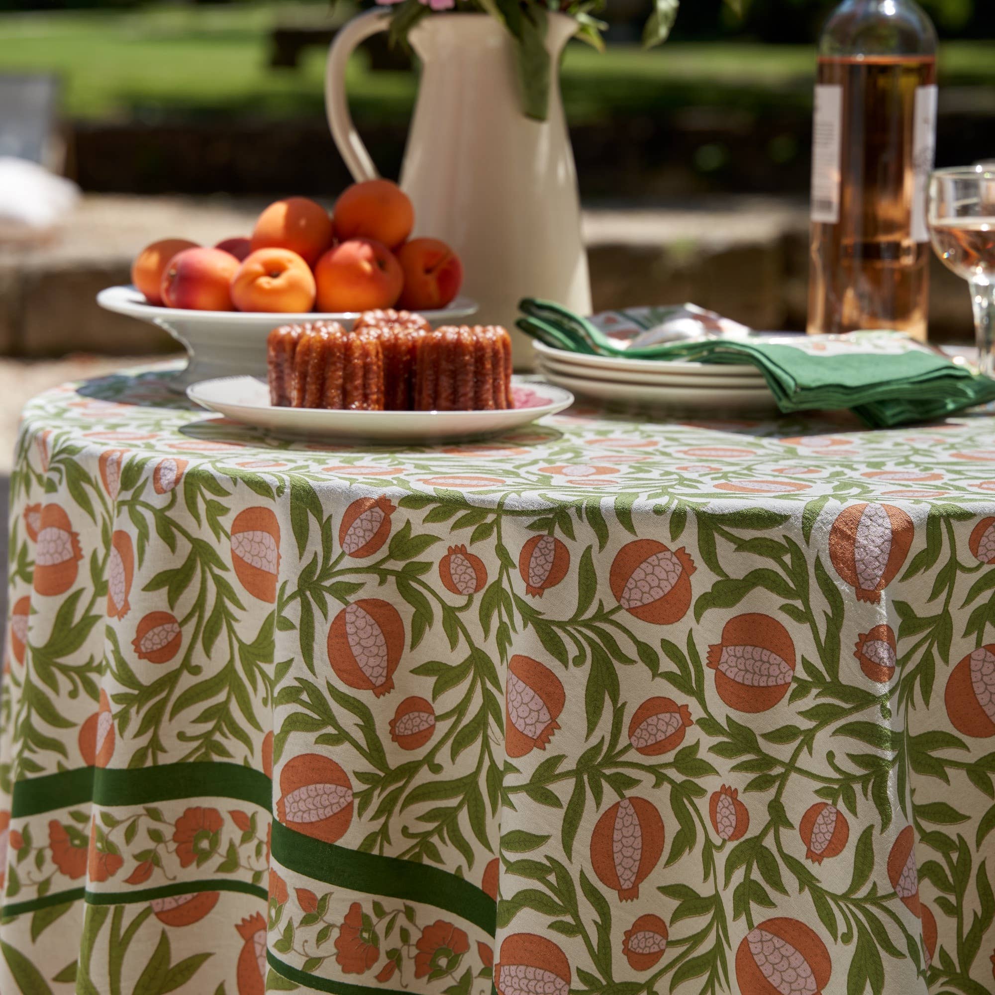Couleur Nature - Wholesale Tablecloth - Grenadine Orange & Green Tablecloth3