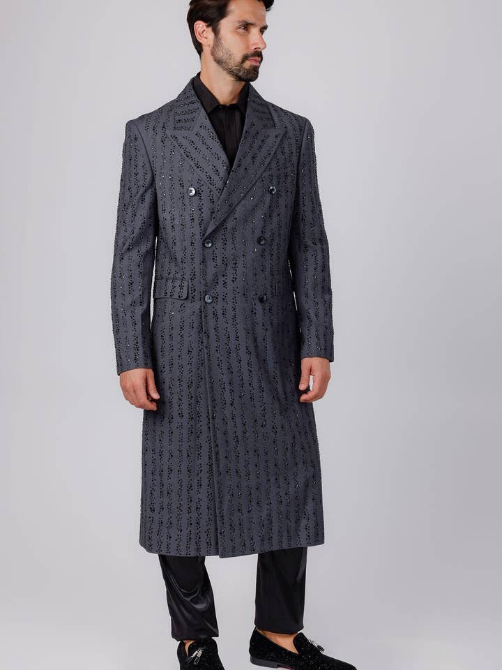 Mænds rhinestone mønster lang frakkeblazer 4LBL55 for engroshandel hos BARABAS