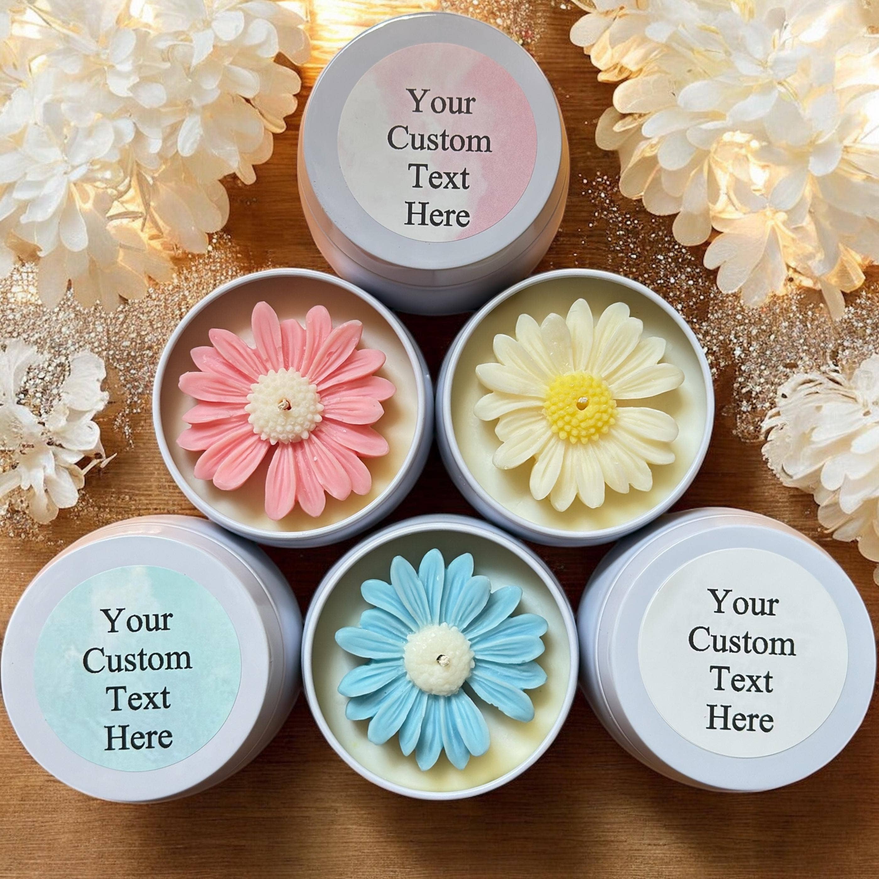 Karly’s Candles - Wholesale Party Favor - Handmade Daisy Flower Soy Candle 4oz: Wedding & Party Favors3