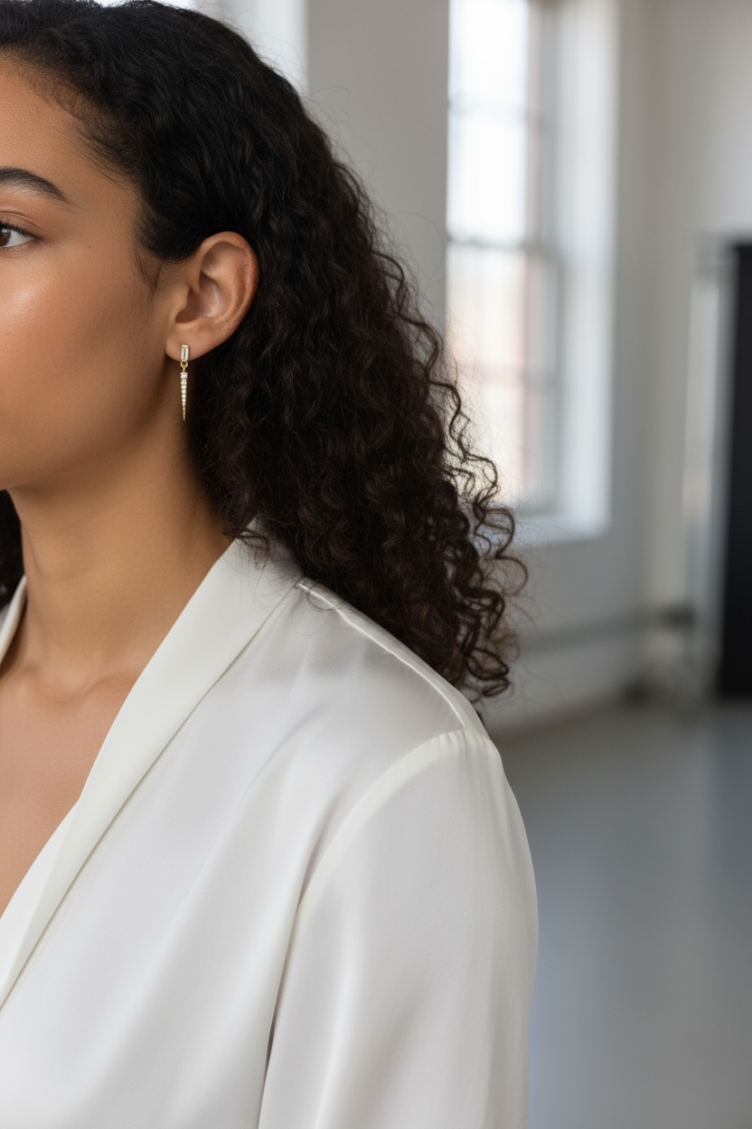 GoldFi – Großhandel Ohrhänger – Baguette Cubic Zircon Stone mit Spike Drop Ohrring2