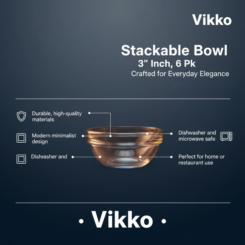 Kadra Kitchenware – wholesale Skål – Vikko- Stapelbar Skål, 3" Tum, 6 Pk3