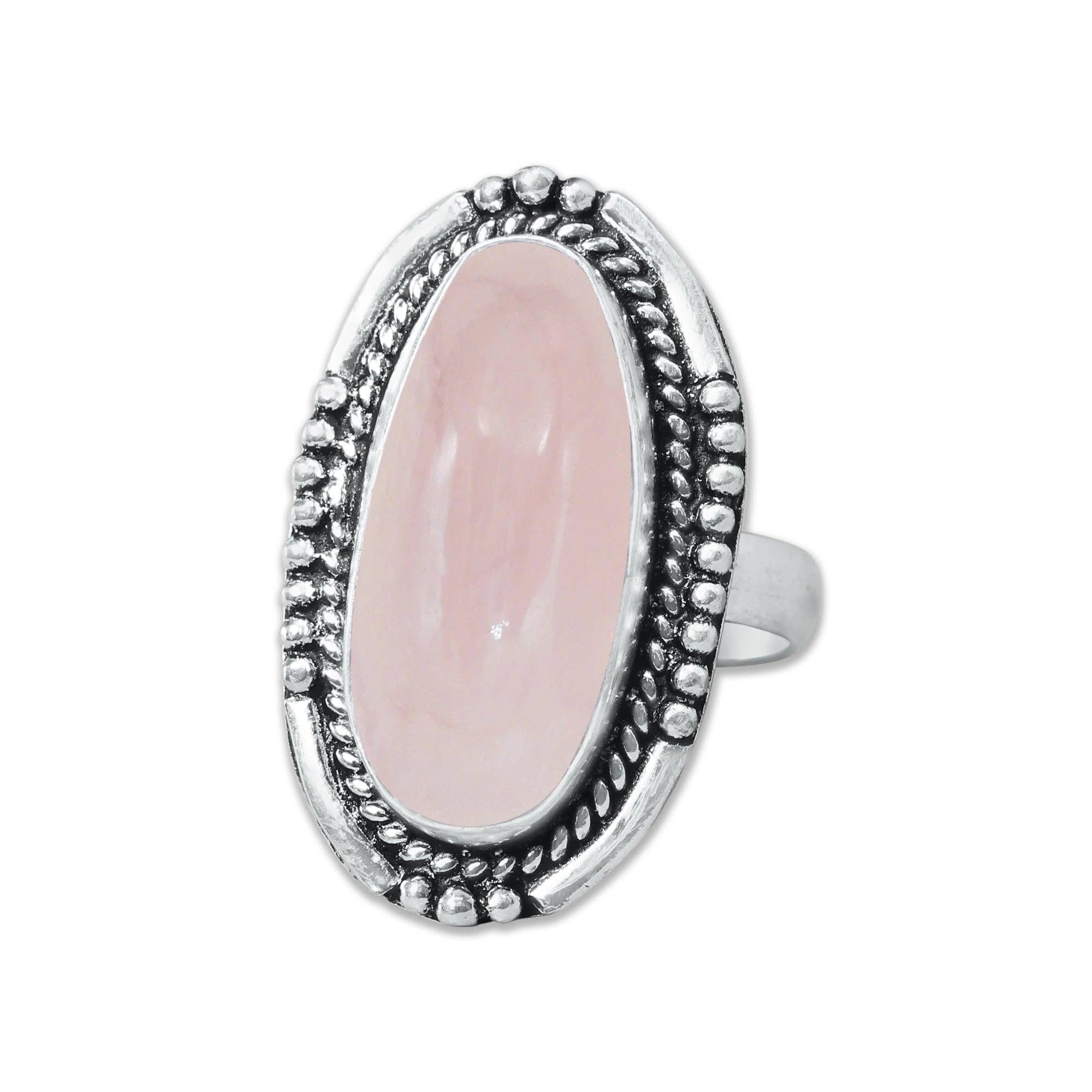 Handmade Jewels – wholesale Cocktail/Statement Ring – Rosenkvartsringar – Silverpläterade, Handgjorda, Mjuk Rosa (US Storlekar 6–10, Ej Justerbara)16