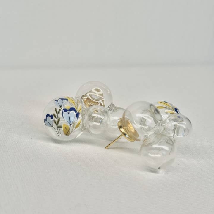 Big Little Design Co - Wholesale Dangle Earrings - Blooming Bubbles - Blue Lapis Tulips3