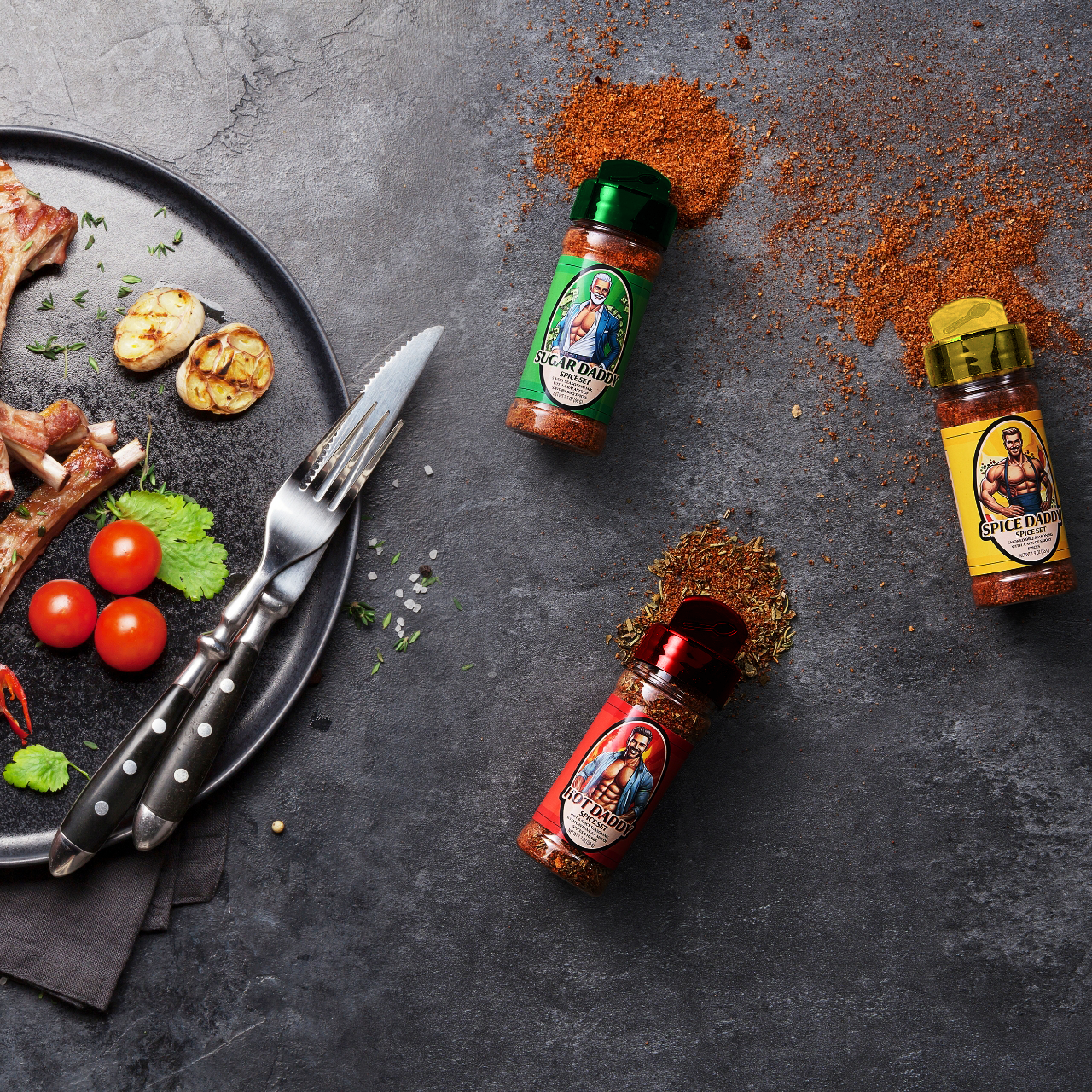 The Wine Savant /  Khen Glassware - Wholesale Dried Spice Mix - Funny BBQ Rubs Gift Set – 3 Flavors for Dads & Grillers1