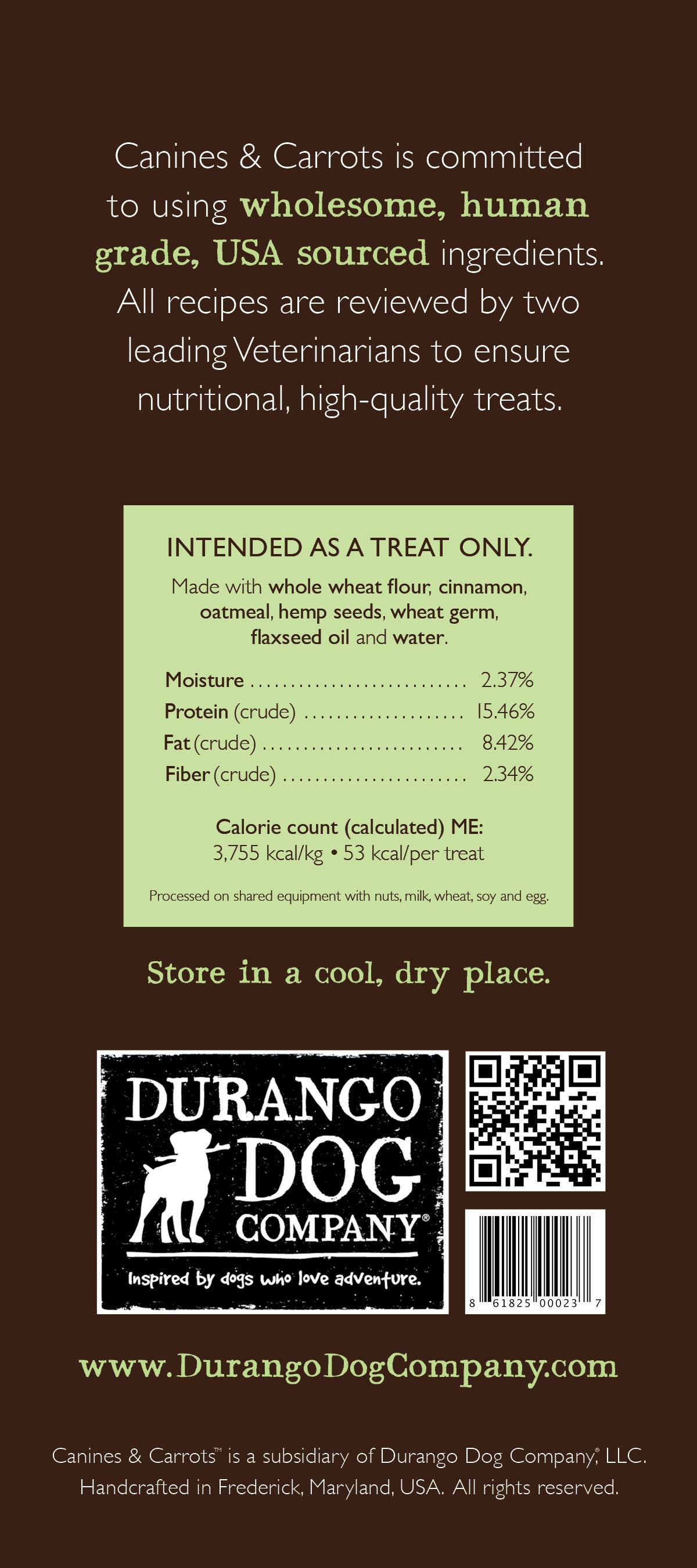 Durango Dog Co - Wholesale Pet Treats - Dog - CANINES & CARROTS Dog Treats /Singles for Impluse Buy!5