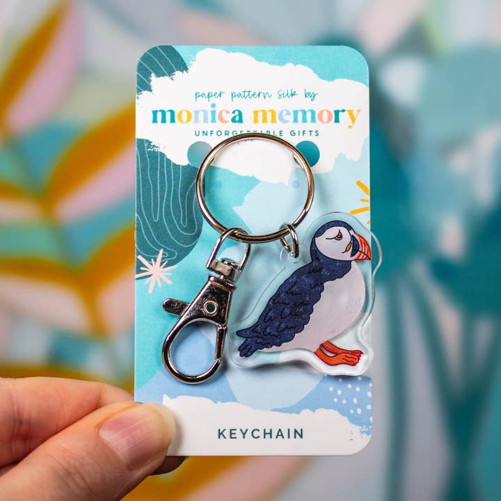 Atlantic Puffin Bird Keychain - Maritime Coastal Gift for wholesale by Paper Pattern Silk