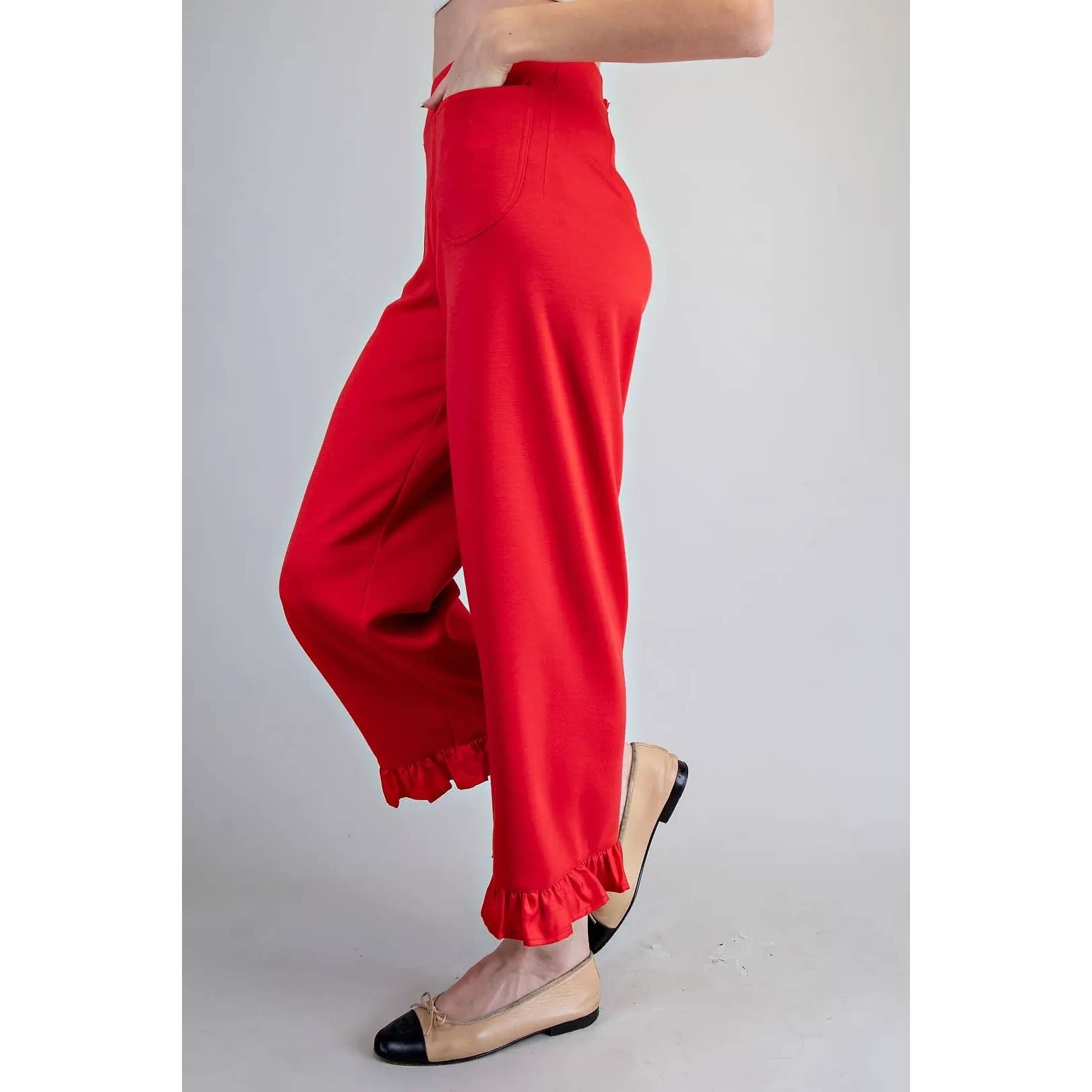 STYLE USA – wholesale Pants – Women's – NEW Solid Ruffled Hem Pants2