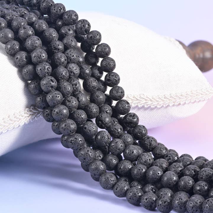 Lava Rock Stone Round Beads 4mm 6mm 8mm 10mm 12mm Jewelry Making 15 Inch Strand for wholesale by Mycrazycrystal