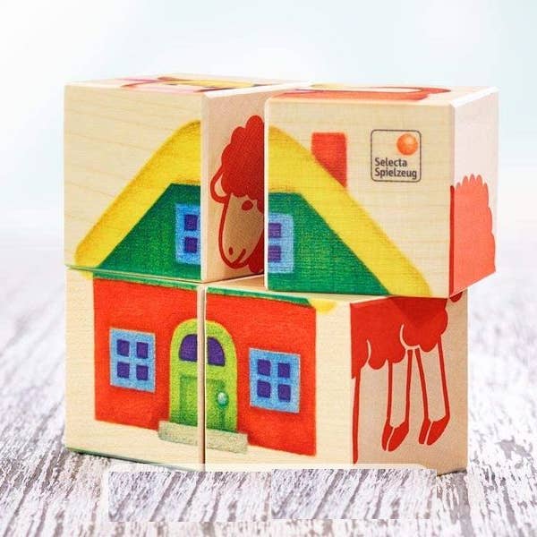 KIDDY-MOOV - Wholesale Wood Toy - Kids - Selecta - Farm Cubes 12.5x14cm (Language: German)2