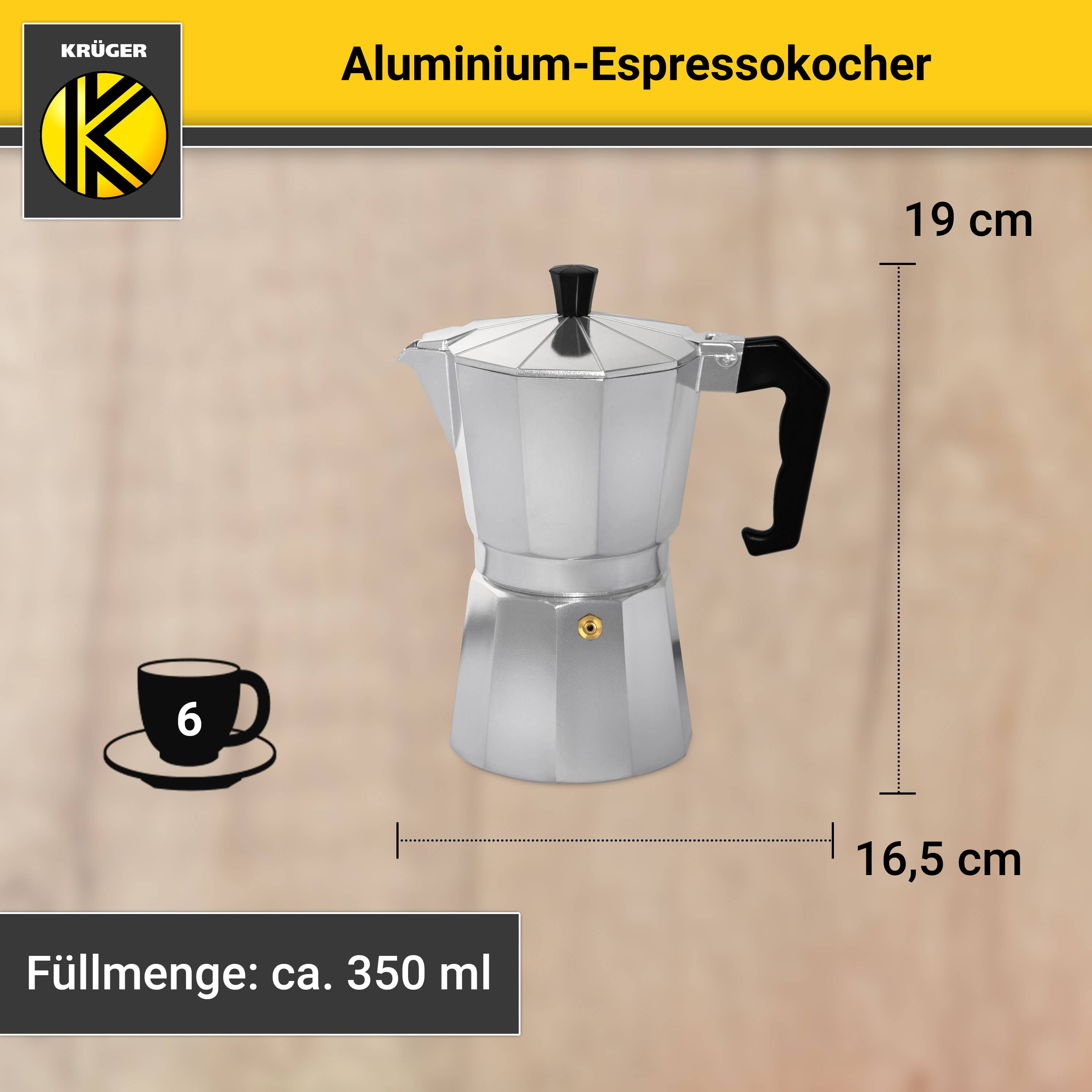 Karl Krüger - Wholesale Espresso Maker - Karl Krüger aluminum espresso maker silver, 6 cups5