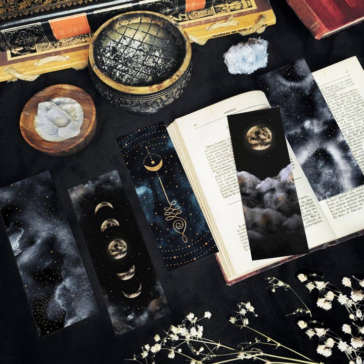 Celestial Bookmarks Moon and Stars 2 - Space bookmarks for wholesale by The Flow Design