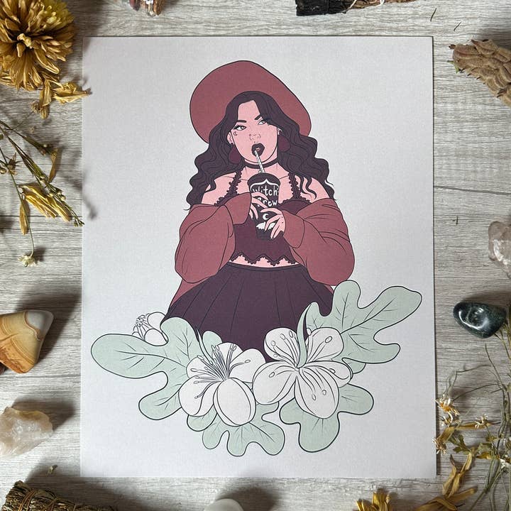 Stampa d'Arte Strega Fico - 8x10" e 5x7" per la vendita all'ingrosso da parte di Rainbow Coven Designs