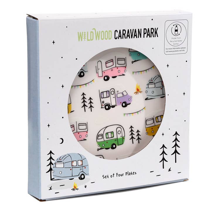 Puckator Ltd - Wholesale Dinner Plate - Wildwood Caravan Set of 4 Recycled RPET Picnic Plates