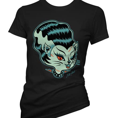 Black Lucky Hellcat Franken Kitten Women's Graphic T-Shirt for wholesale on Faire
