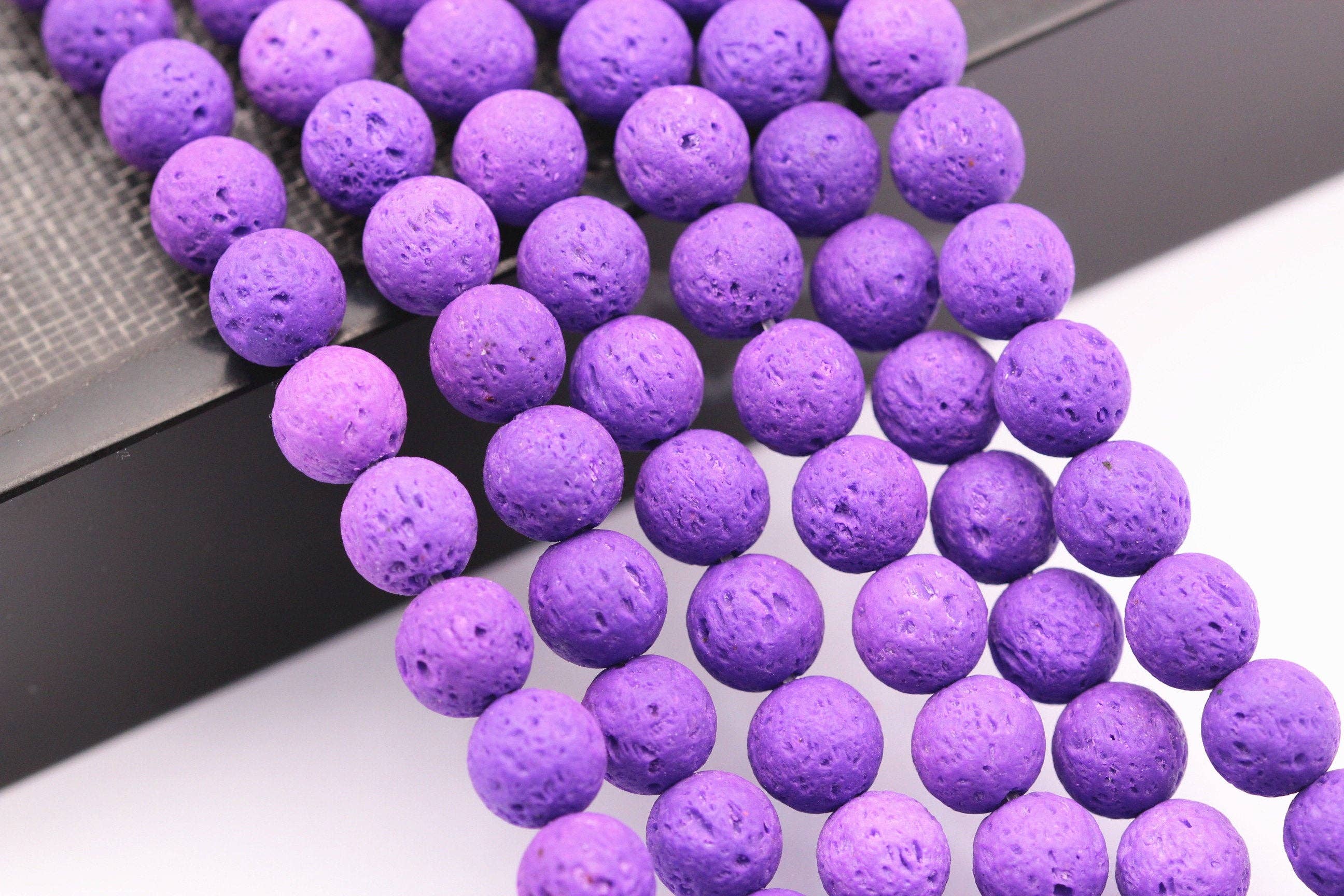 CRCBEADS - Wholesale Beads - Bright Purple Lava Rock Stone Beads 6mm 8mm 10mm 15.5" Strand3
