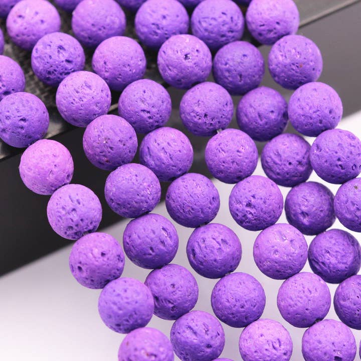 CRCBEADS - Wholesale Beads - Bright Purple Lava Rock Stone Beads 6mm 8mm 10mm 15.5" Strand3