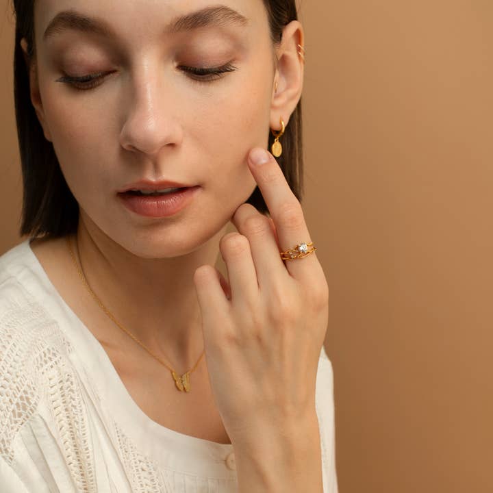 HolyBang Jewels - Vendita all'ingrosso Anelli multipietra - ANELLO CON FOGLIE SOLITARIE - SET DI 2 ANELLI2