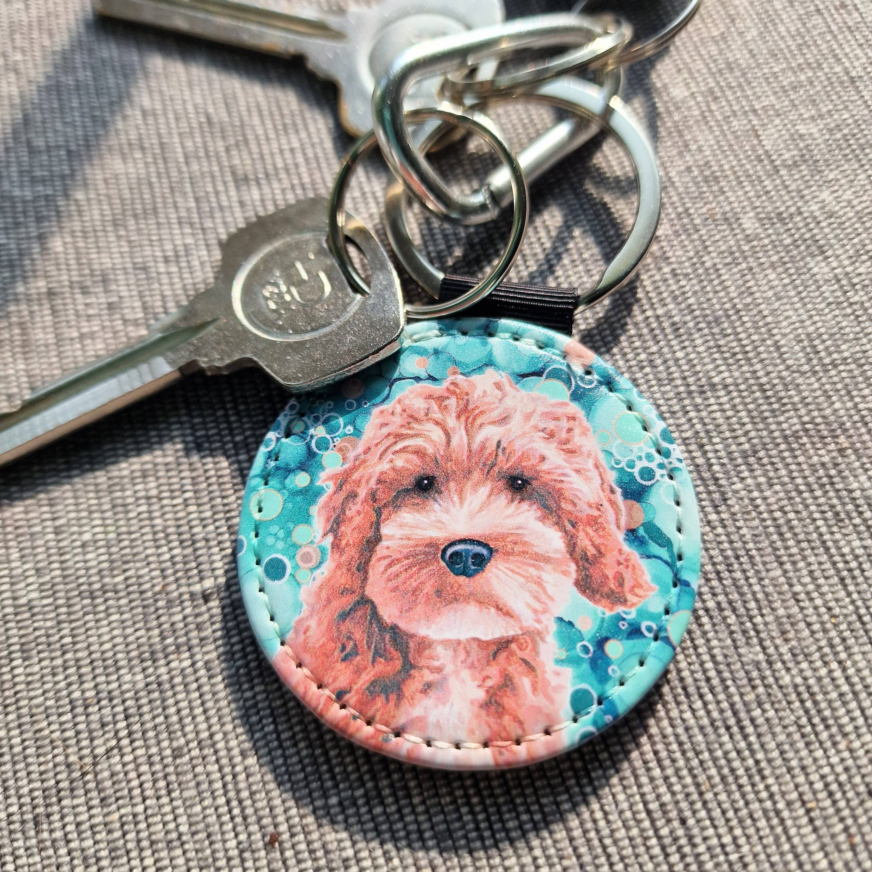By Jo Crafts – wholesale Keychain – Unisex – 114-KR - Cockerpoo Dog Faux Leather Keyring0