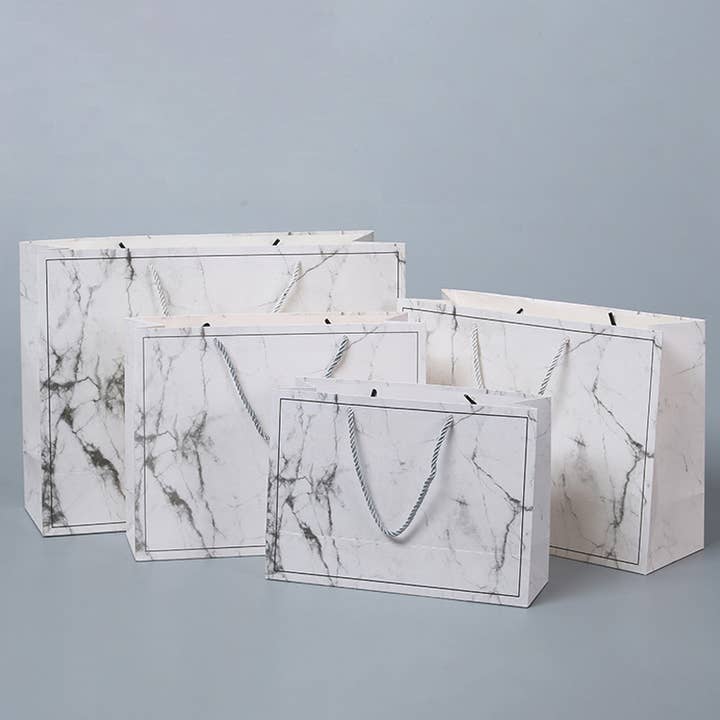 ByHome - Wholesale Gift Bag - White Premium Marble Print Paper Gift bag w/ Free Tissue4